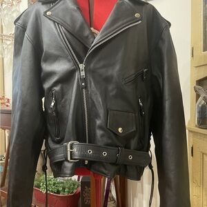 Classic Black Leather Motorcycle Jacket NWT